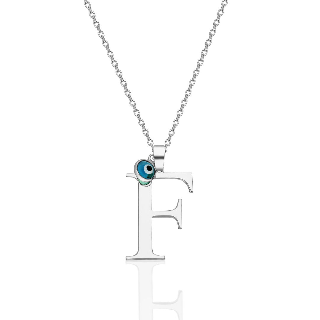 Name Necklace - Capital Letter Necklace with Evil Eye Beads