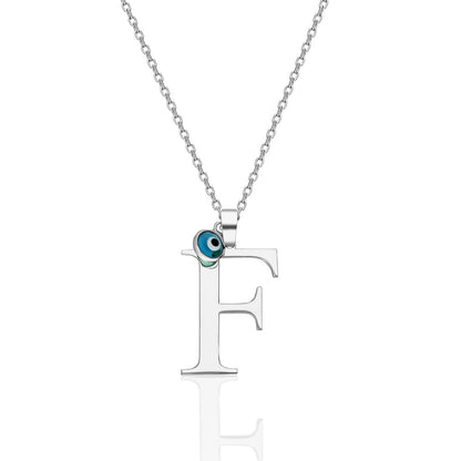 Name Necklace - Capital Letter Necklace with Evil Eye Beads