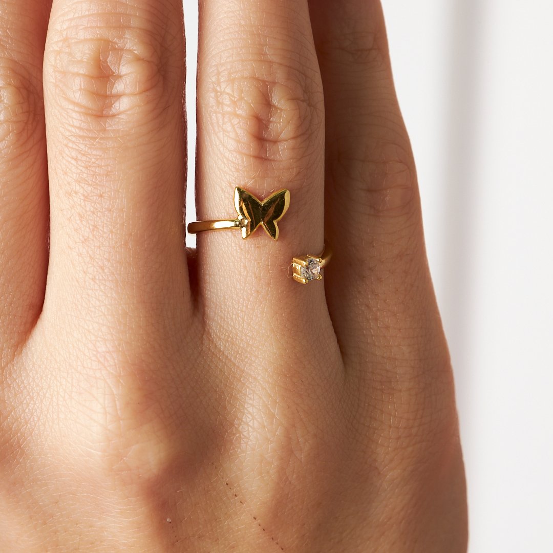 solitaire butterfly ring