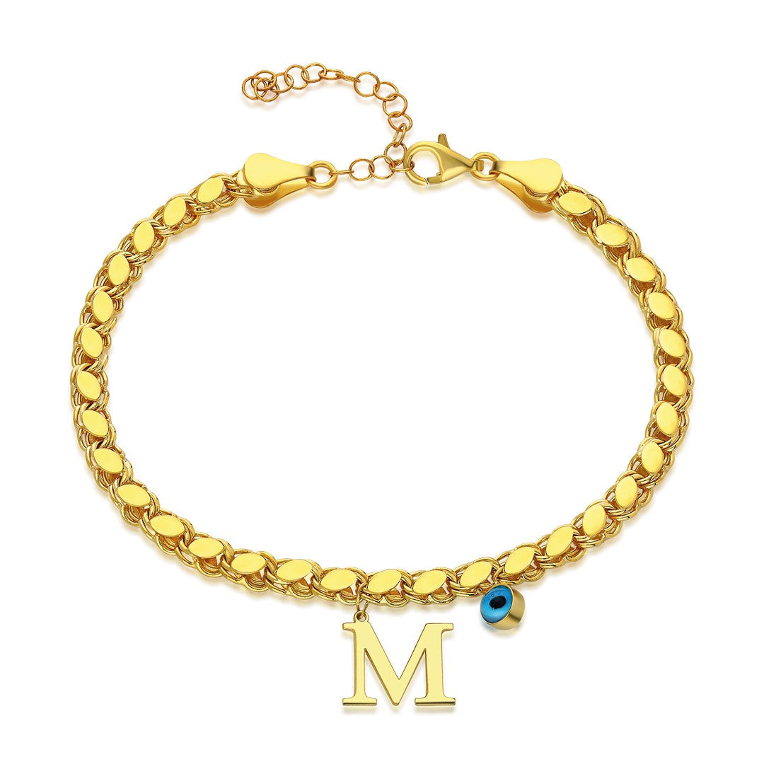 14K GOLD sequin chain bracelet with letters