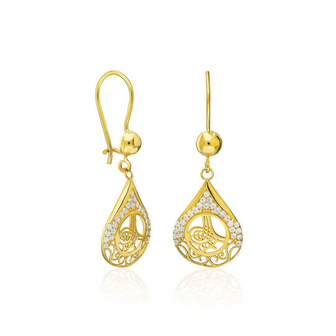 14K GOLD monogram earrings with stones