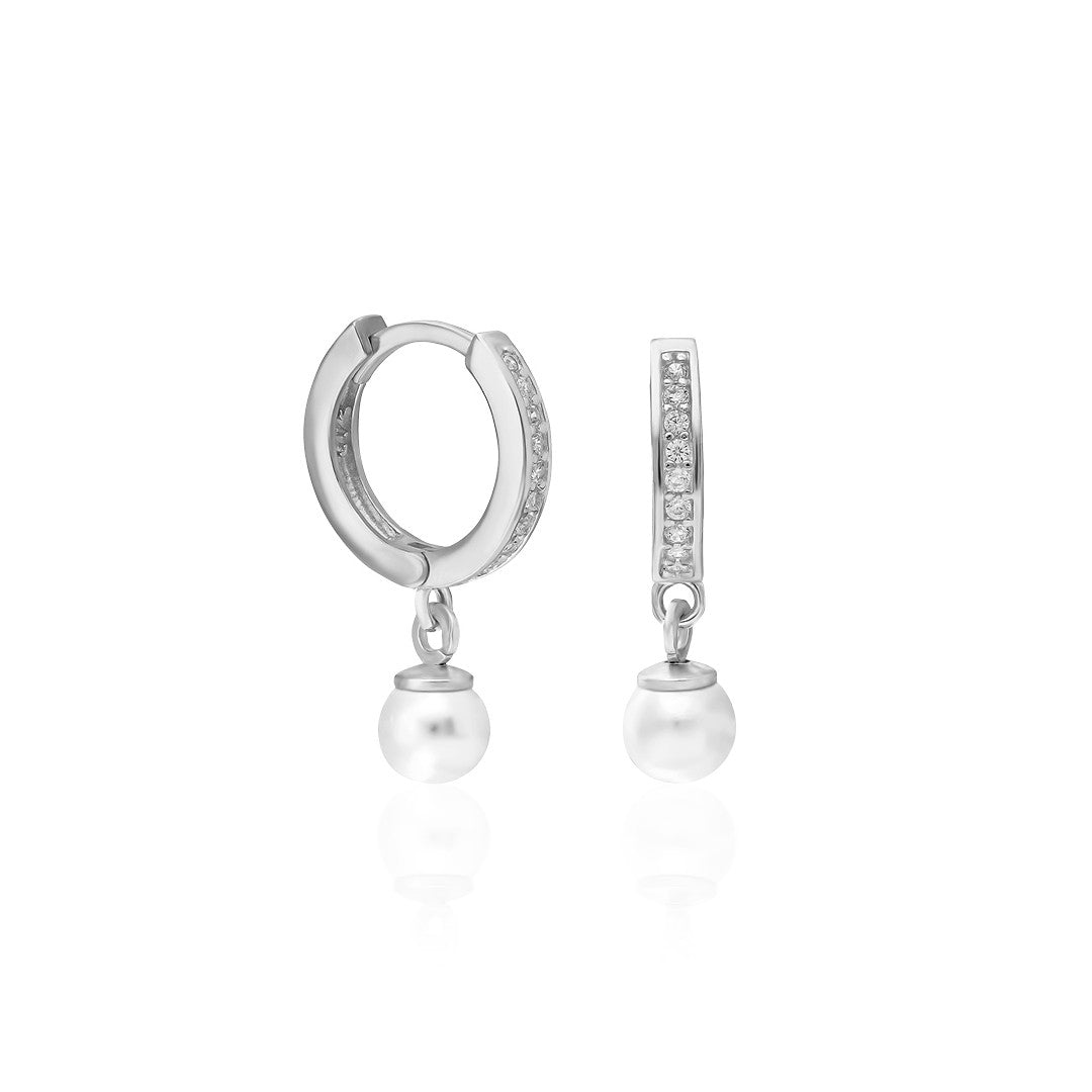 Zircon earrings with pearl lace