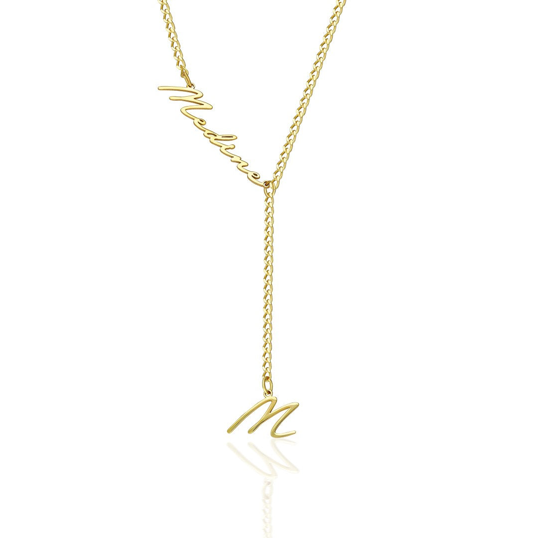 Name Necklace -Y shaped necklace with letter signature name