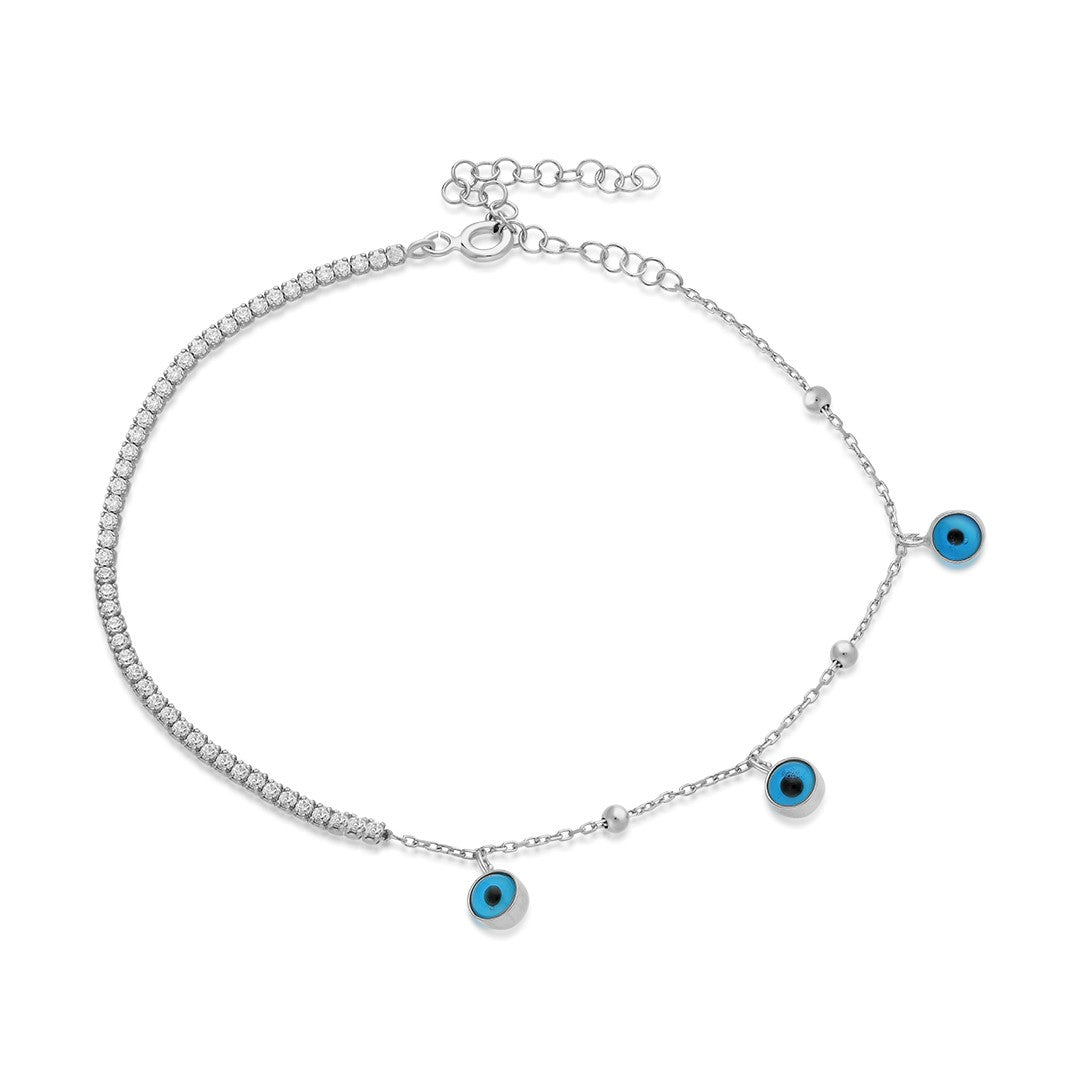 Triple evil eye waterway chain bracelet