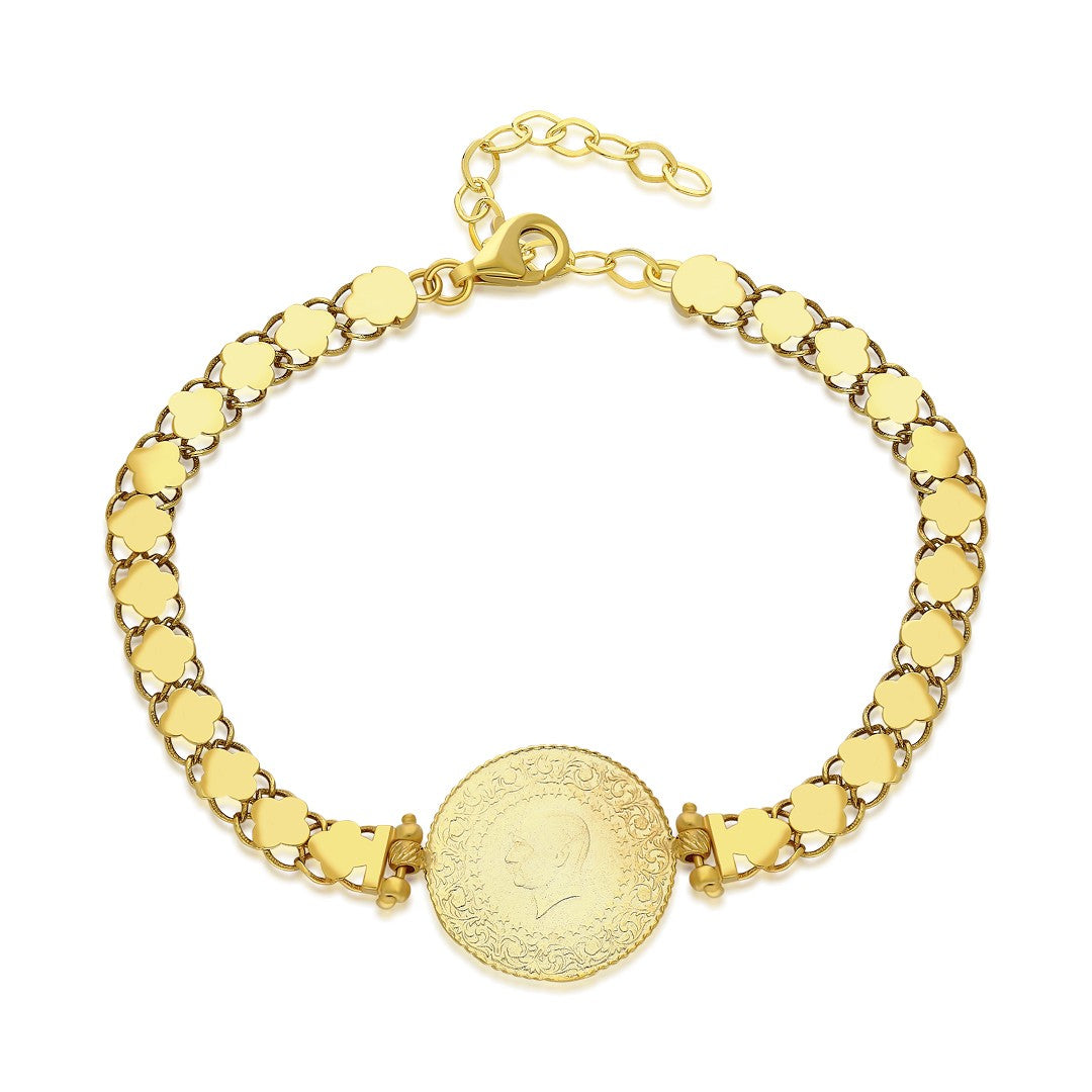 14K GOLD Viertel Armband mit Kette