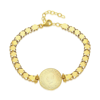 14K GOLD Viertel Armband mit Kette