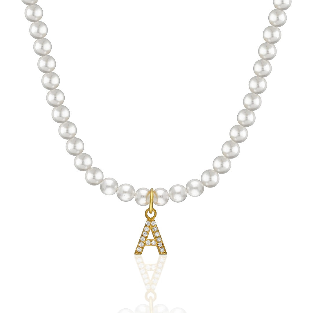 Letter Necklace with Pearls