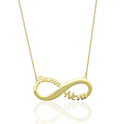 Name Necklace - Double Name Necklace with Infinity Pattern