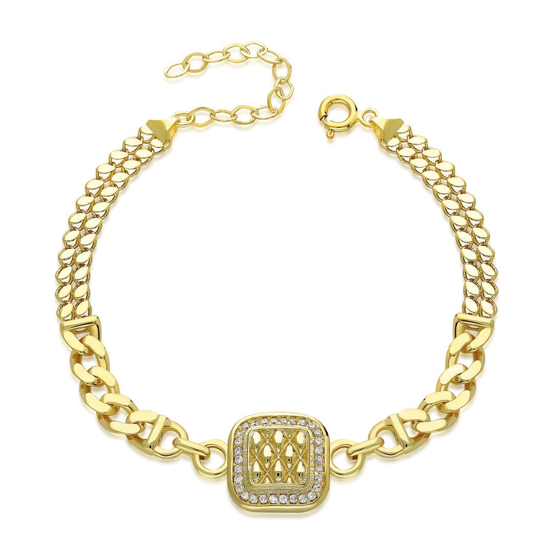 two-chain bracelet with square stones