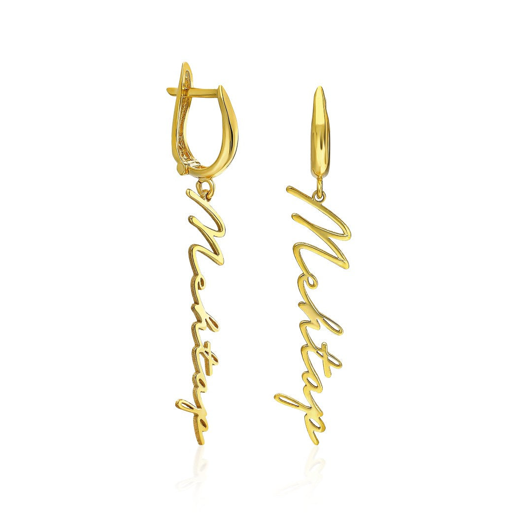 14K GOLD name earrings with signature