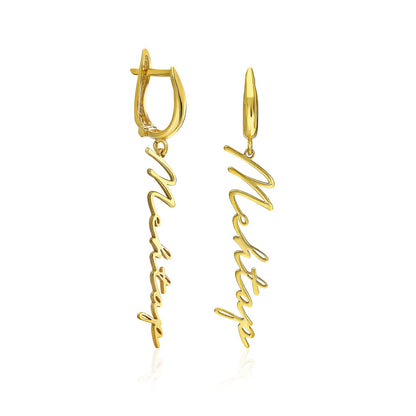 14K GOLD name earrings with signature