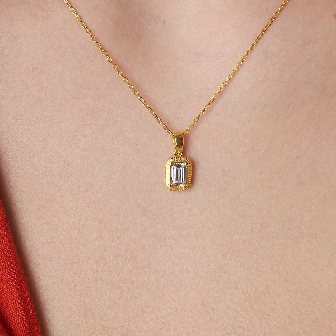 14K GOLD Baguette Haze Necklace