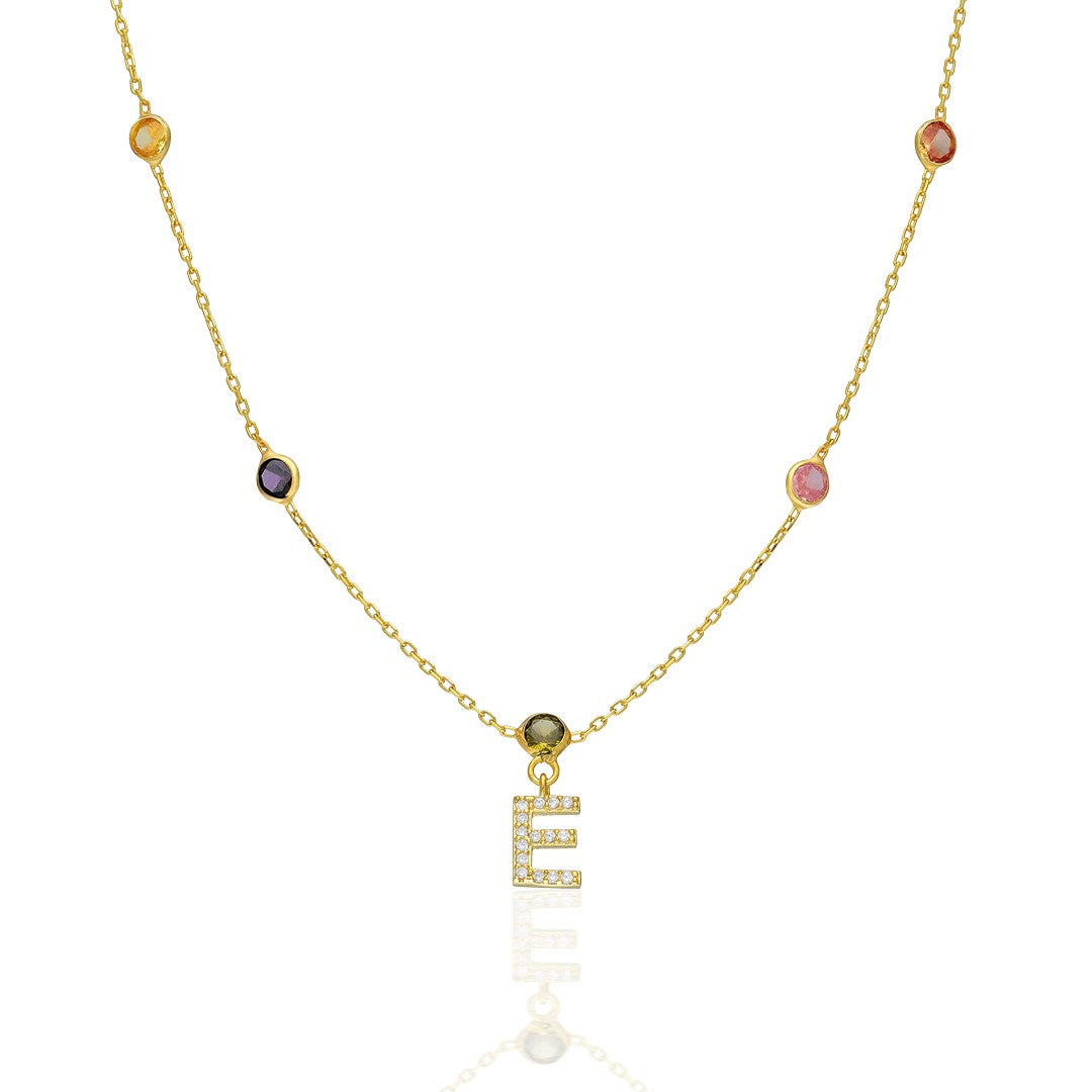 Letters - Necklace with colorful stones