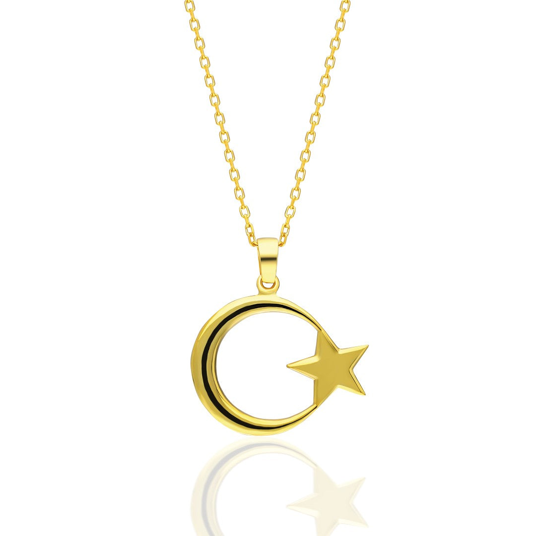 14K GOLD Moon Star Necklace