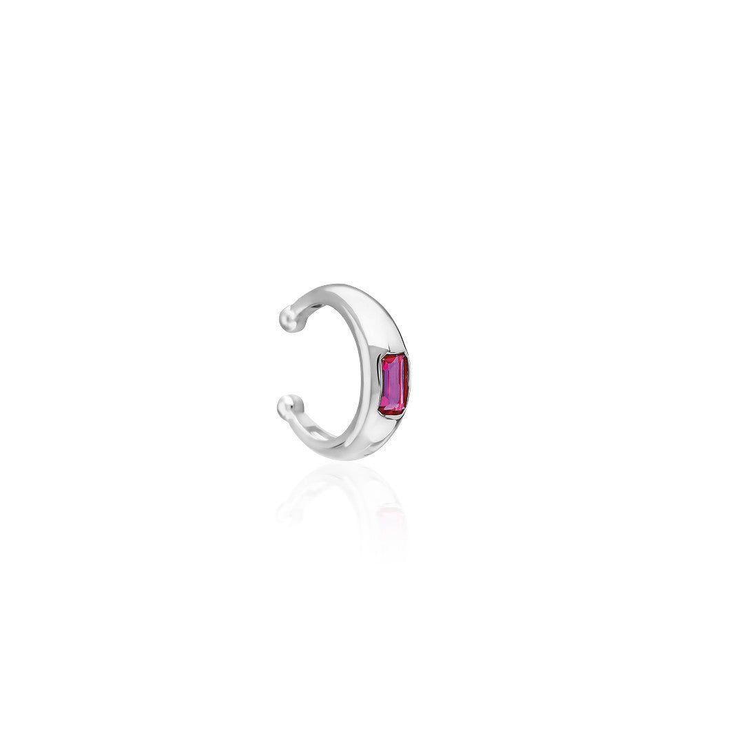 Fuchsia-colored cartilage earrings