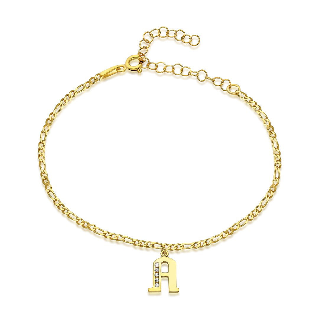 Name bracelet - Figaro chain bracelet with letters