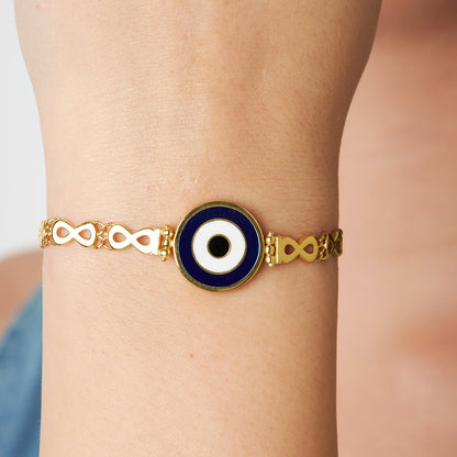 Evil Eye Pearl Infinity Chain Bracelet