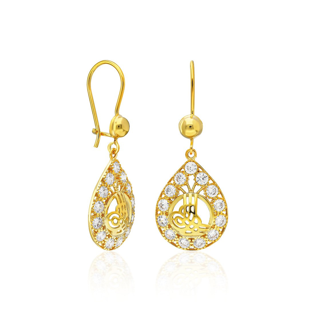 Earrings with monogram and stones