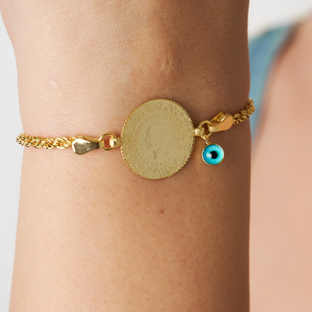 Evil Eye Quarter Twist Chain Bracelet