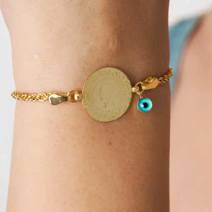 Evil Eye Quarter Twist Chain Bracelet