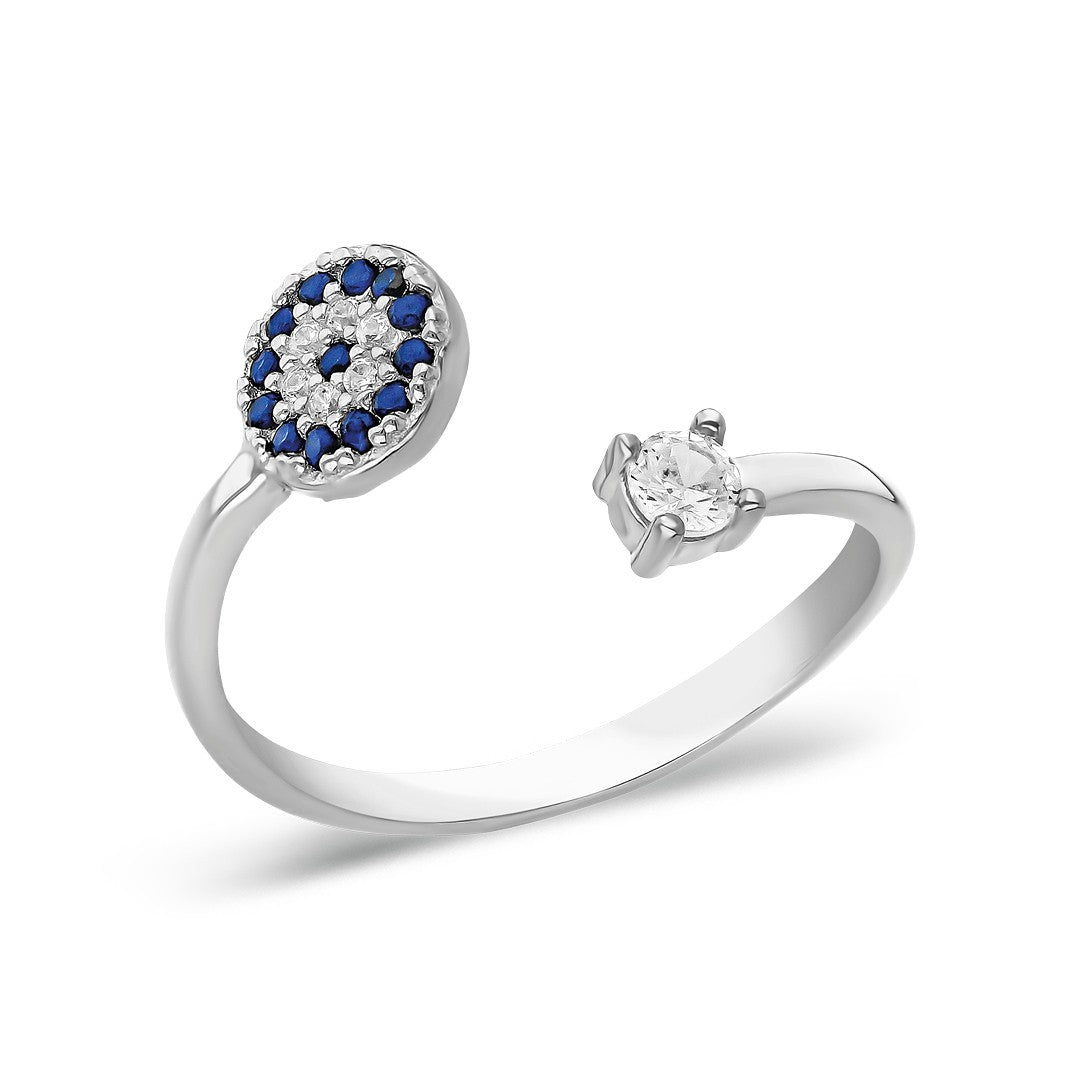 solitaire ring with evil eye