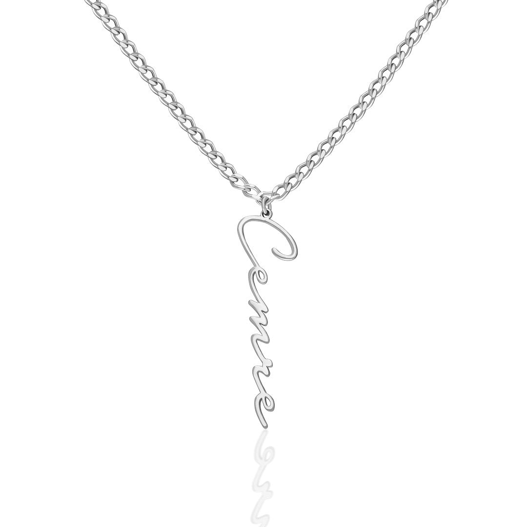 Name Necklace - Horizontal Name Necklace with Thick Chain