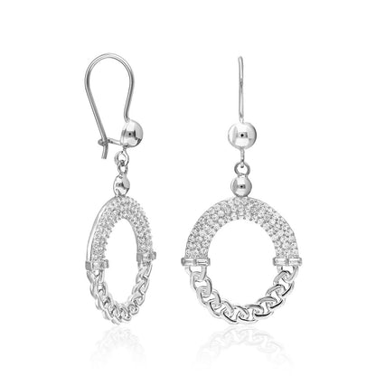 Oval stylish design earrings with zircon stones