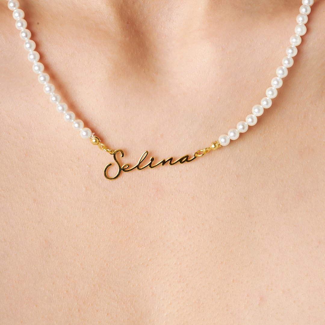 Name Necklace - Pearl Grain Name Necklace