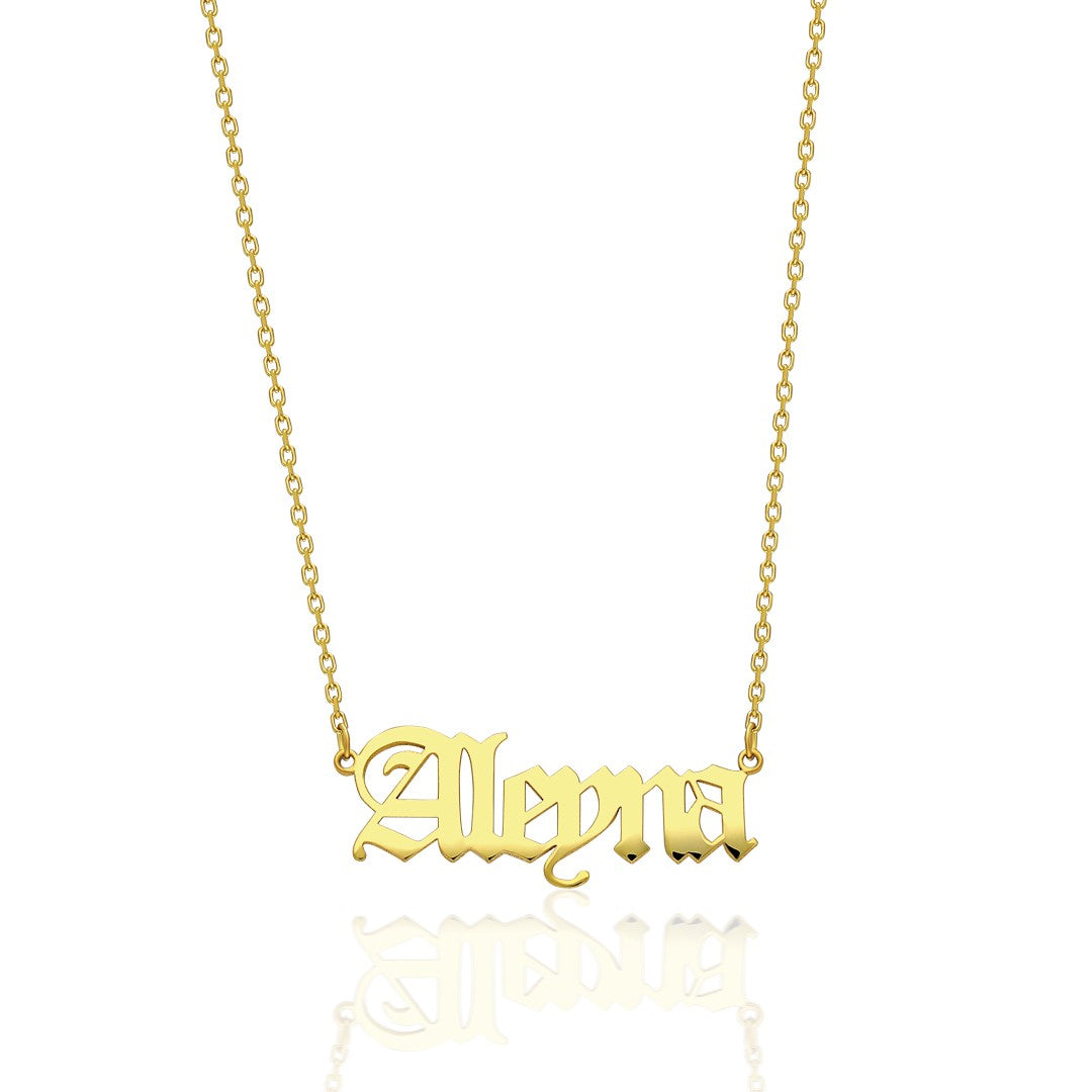 Name Necklace - Horizontal Necklace with Gothic Name