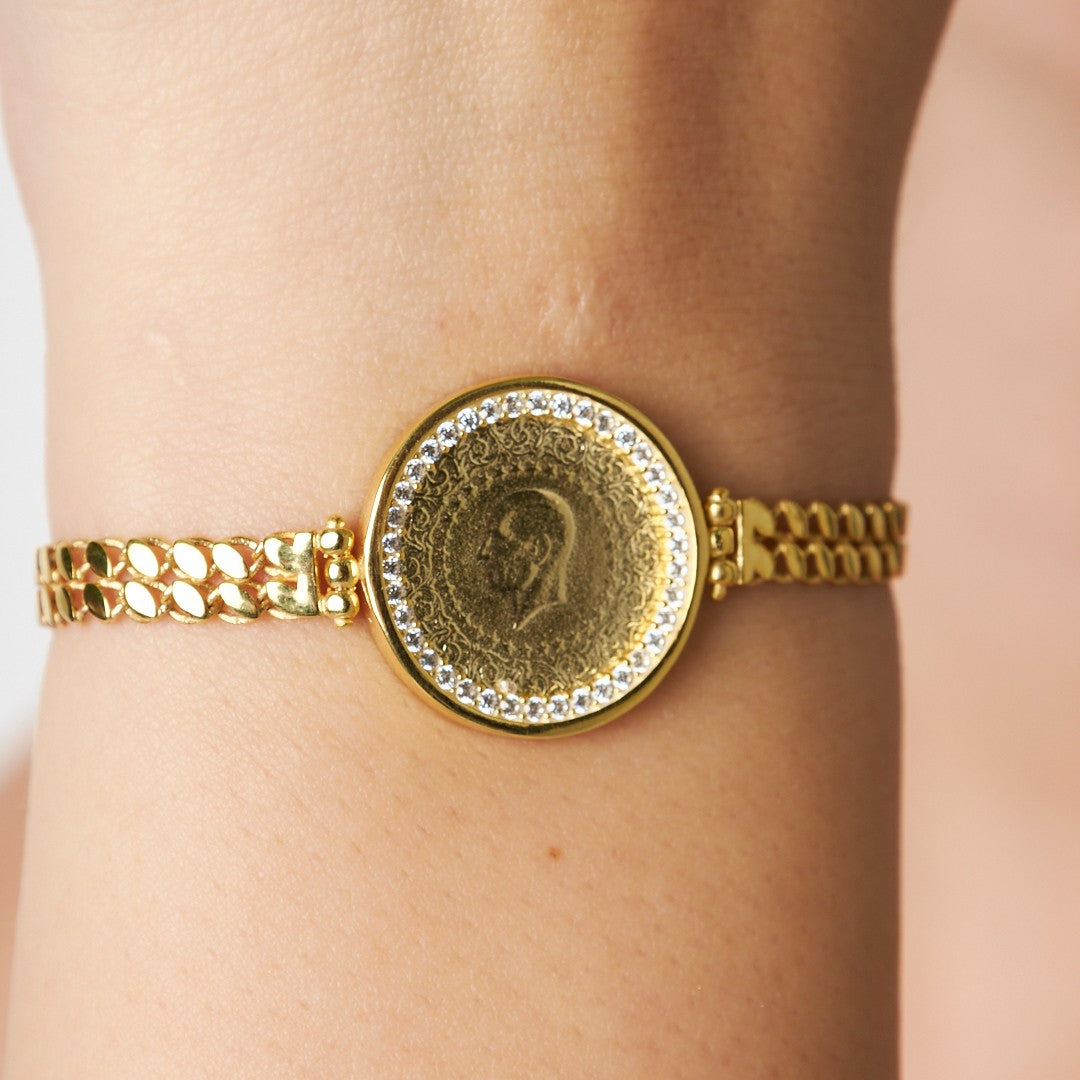 14K GOLD double sequin quarter bracelet