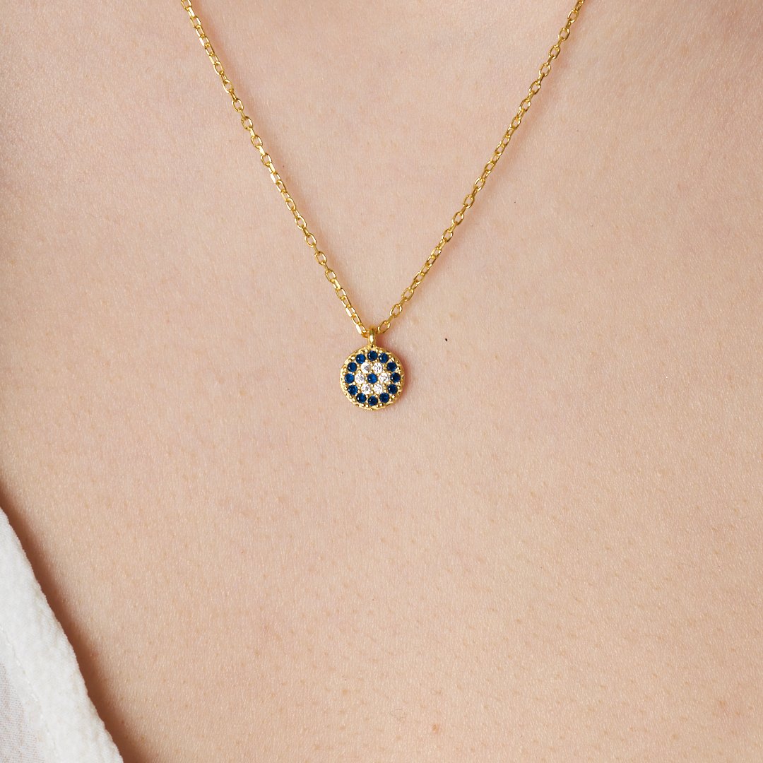 14K GOLD Mini evil eye necklace