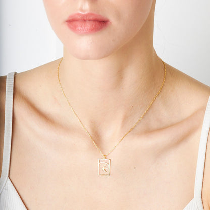 14K GOLD Rectangular Necklace with Letters