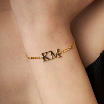 14K GOLD Two Letter Bracelet