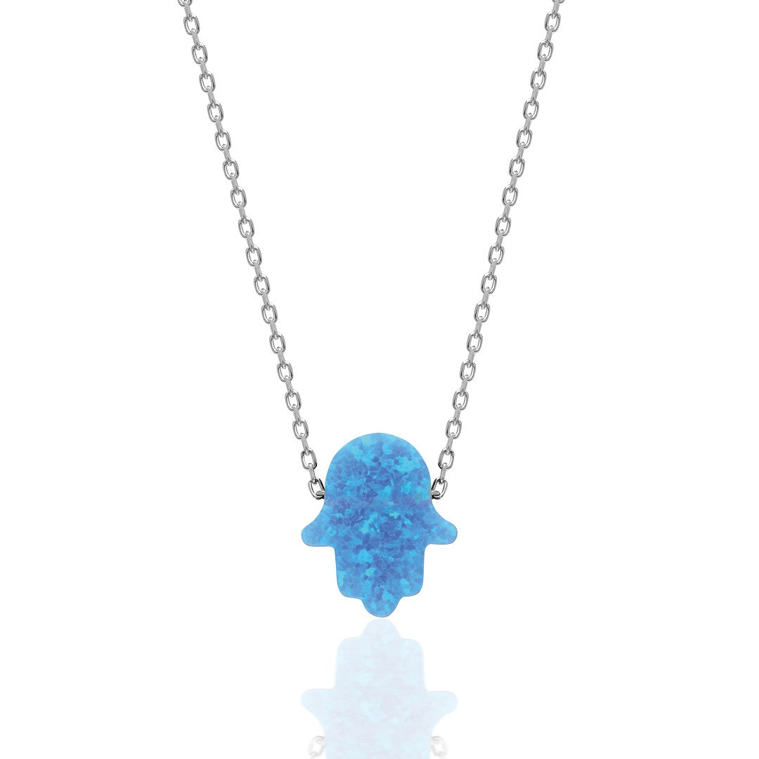 Original Blaue einfache opal fatma hand kette