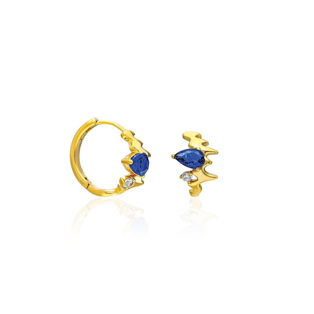 Navy blue drop earrings with solitaire