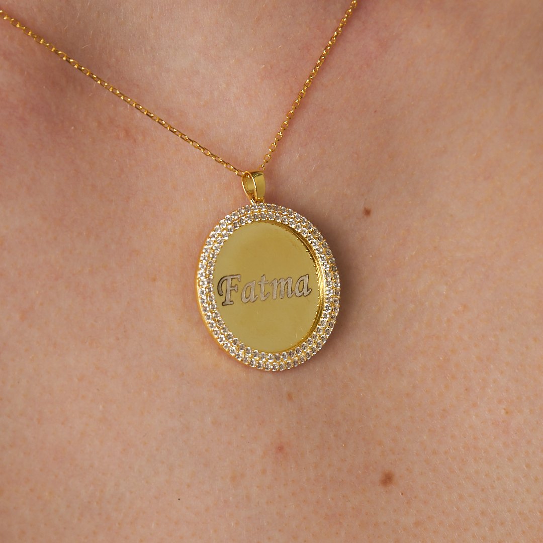 Letters - Zirconia Plate Name Engraving Necklace