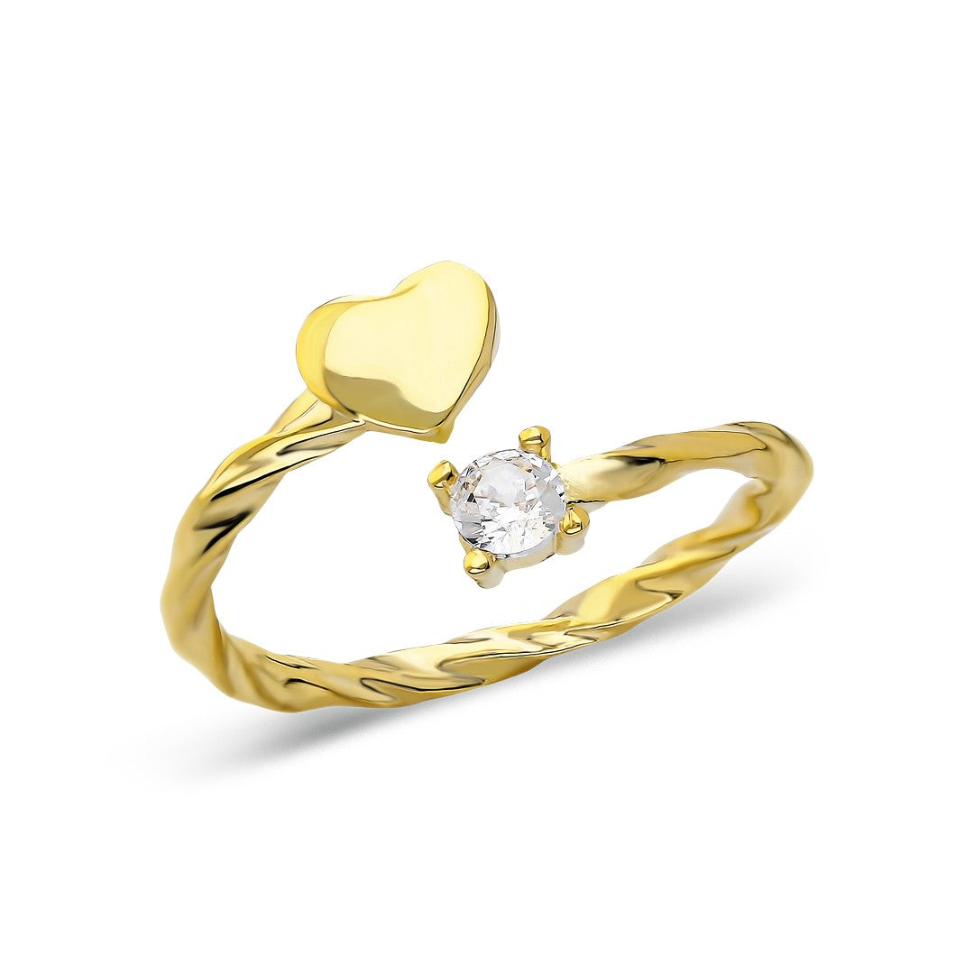 solitaire twisted heart ring