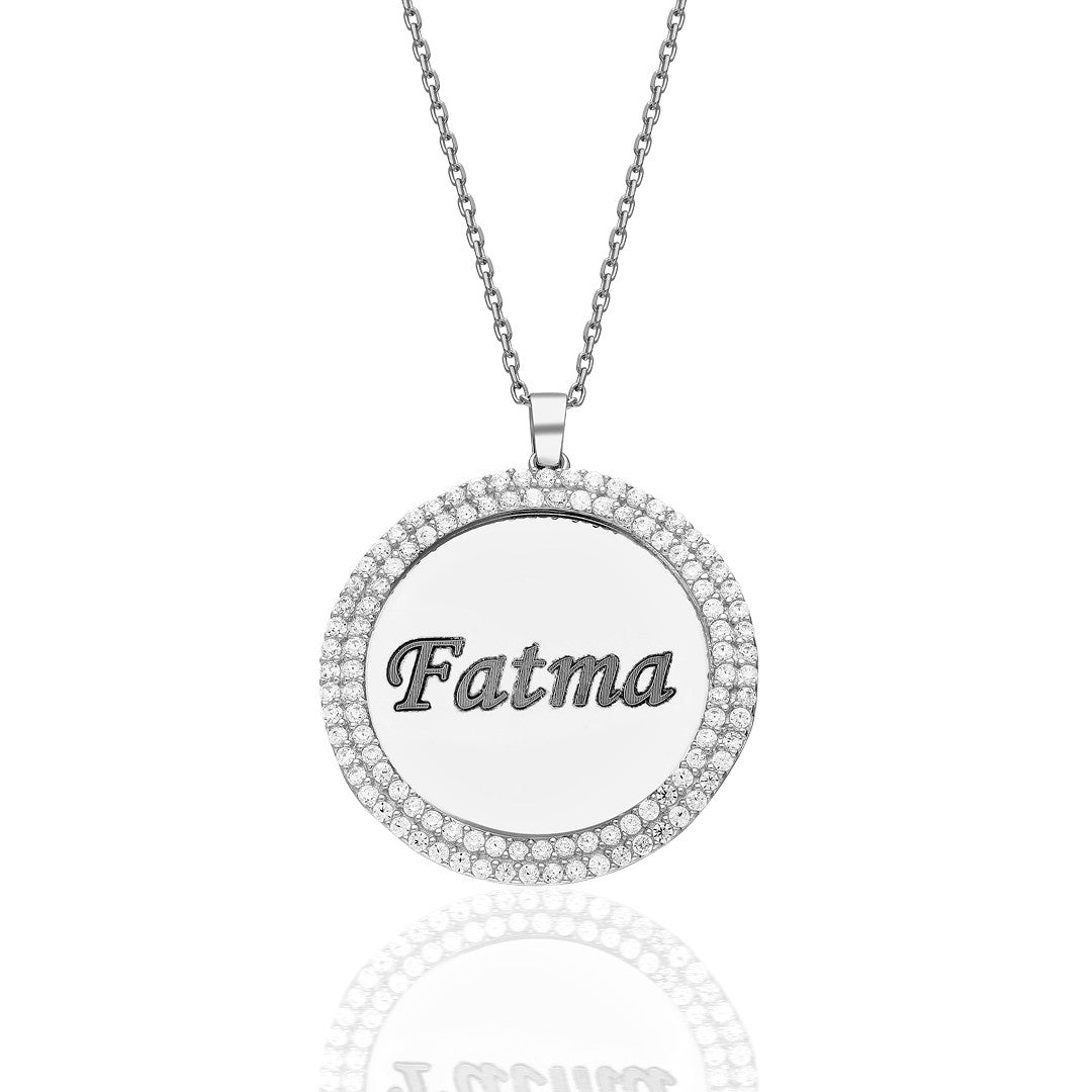 Letters - Zirconia Plate Name Engraving Necklace