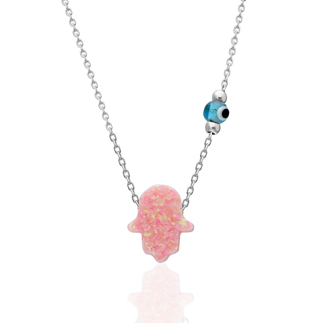 Original Rosa opal fatma hand kette mit bösem auge