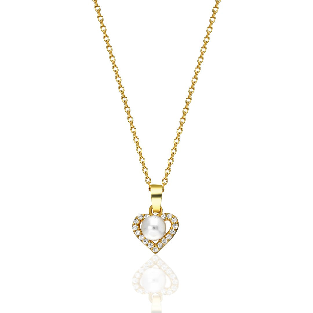 heart necklace with pearl stones