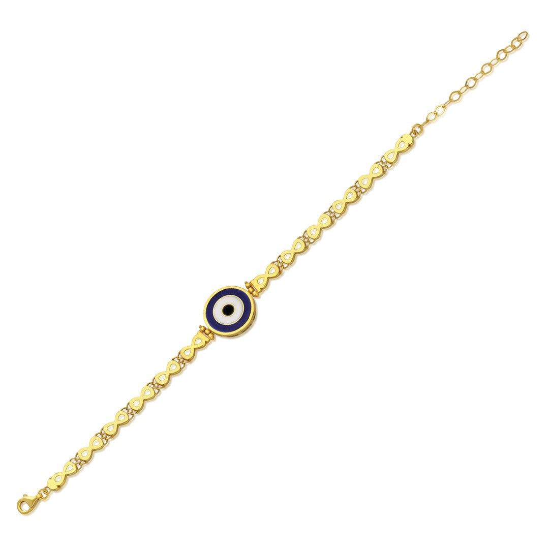 14K GOLD Böses Auge Perle Unendlichkeit Kette Armband