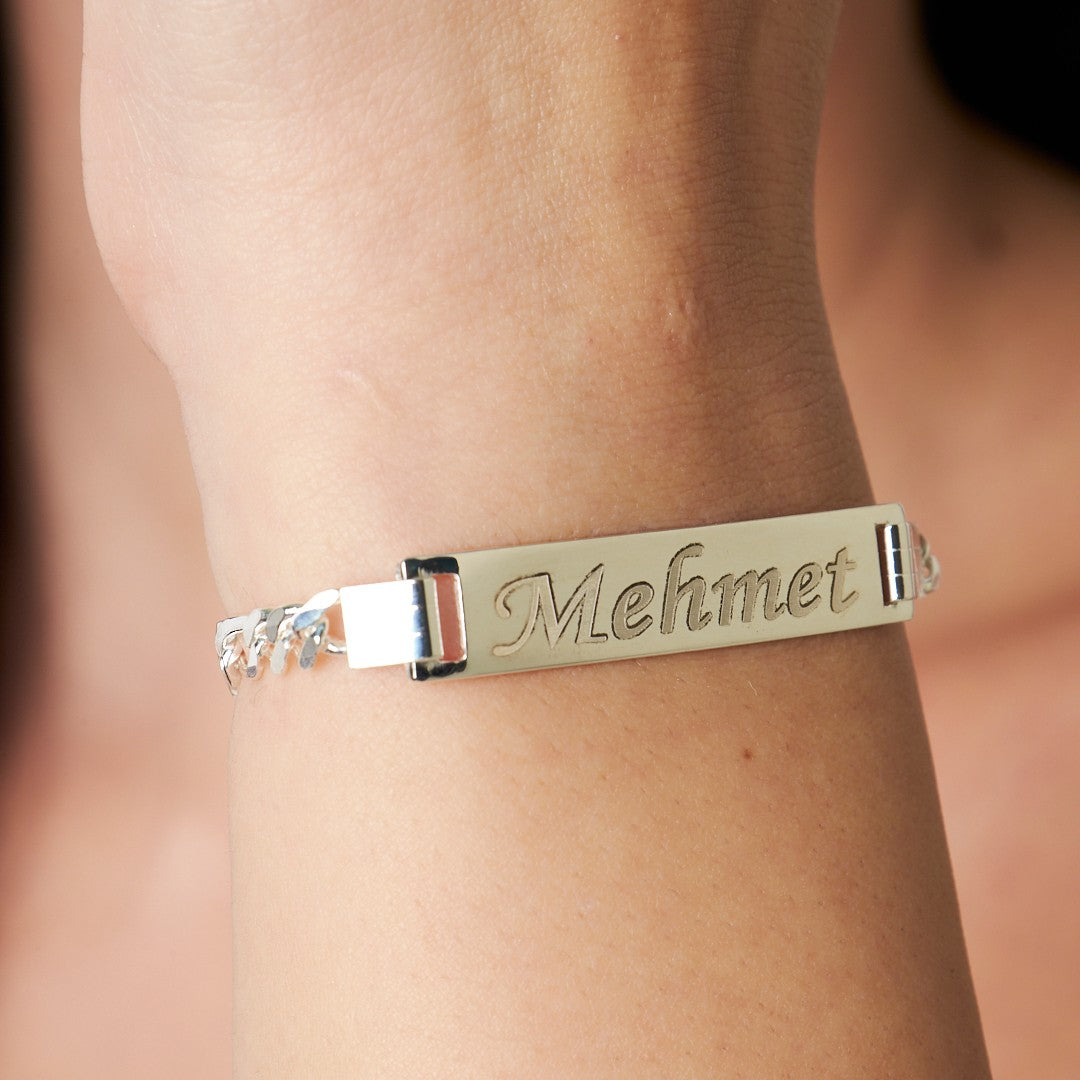 14K GOLD Teller Namenskette Armband