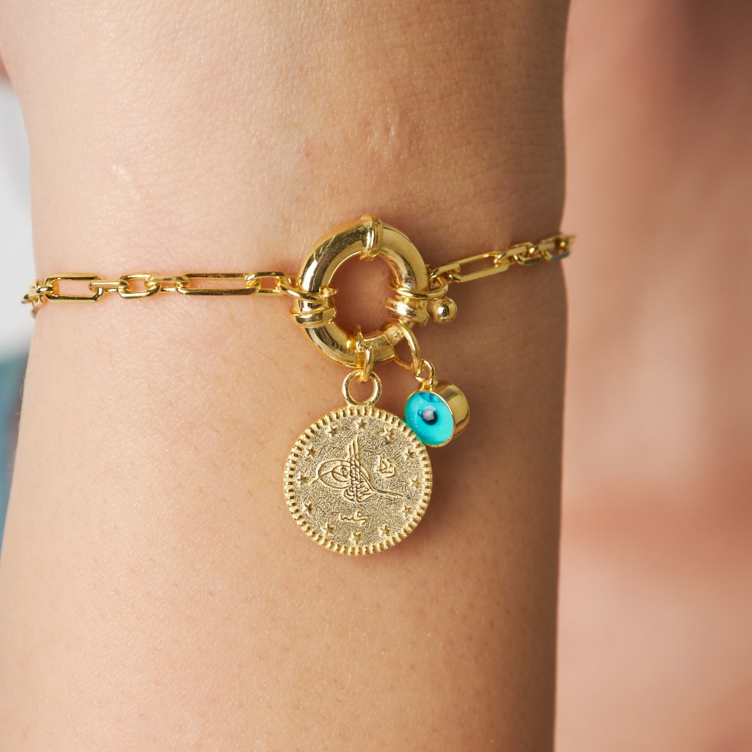 quarter evil eye bracelet