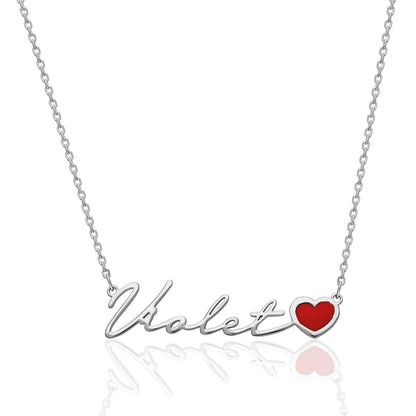 Red Heart Name Necklace