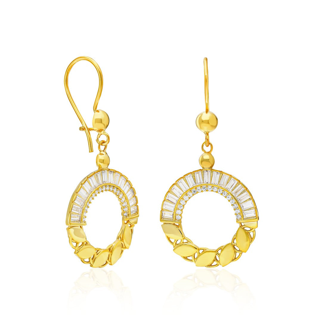 Oval baguette stone chain earrings