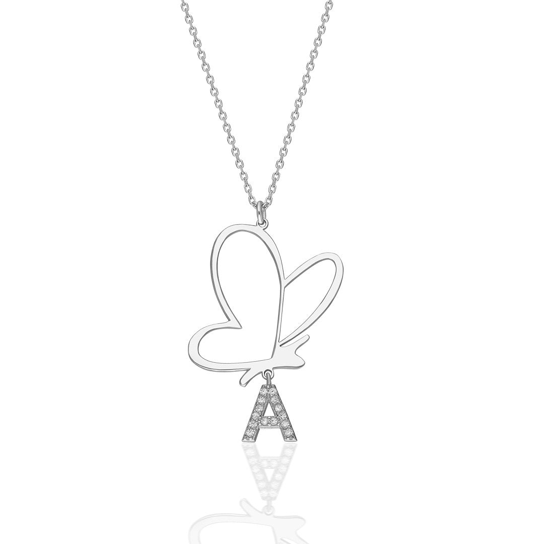 Letters - Butterfly Swing Letter Necklace