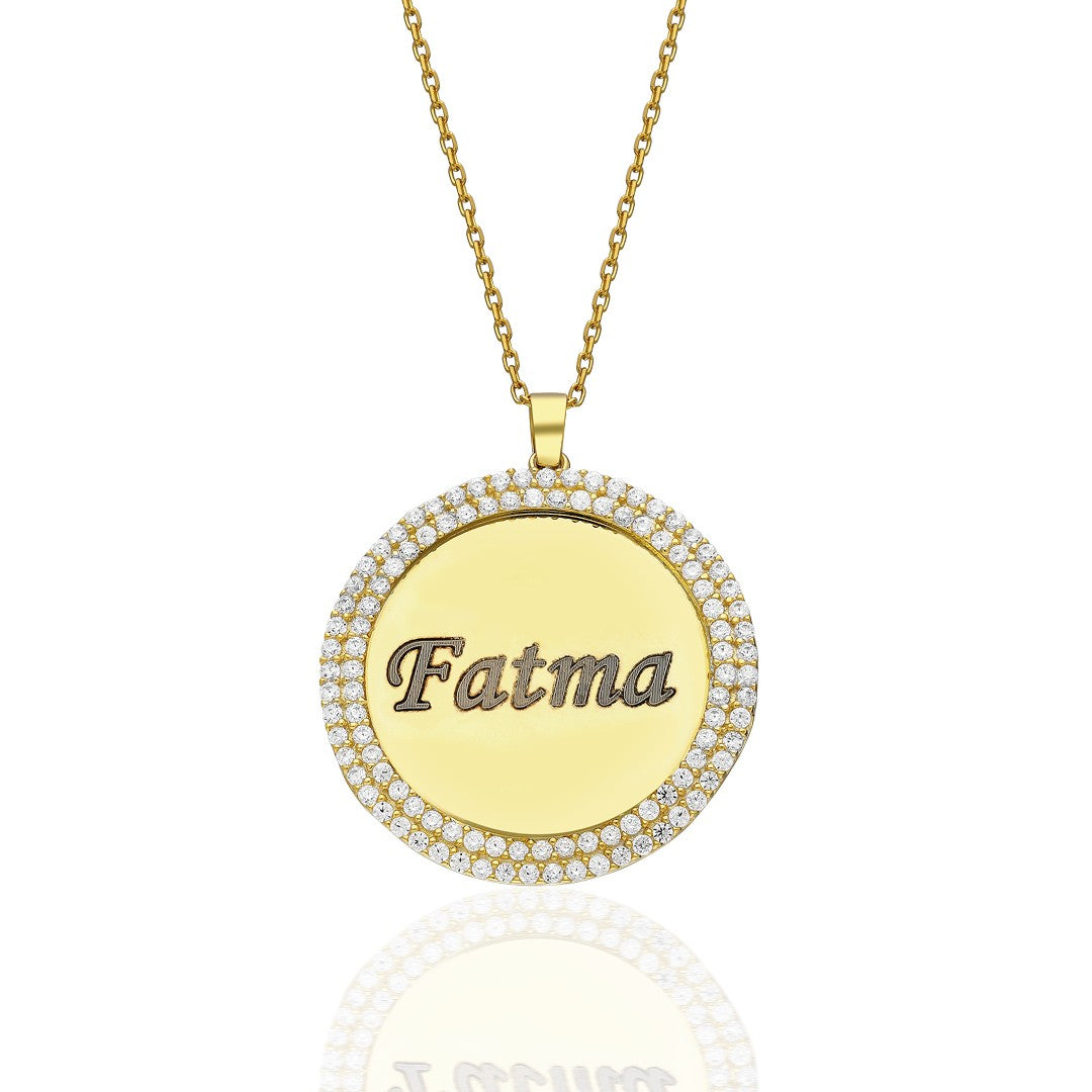 Letters - Zirconia Plate Name Engraving Necklace