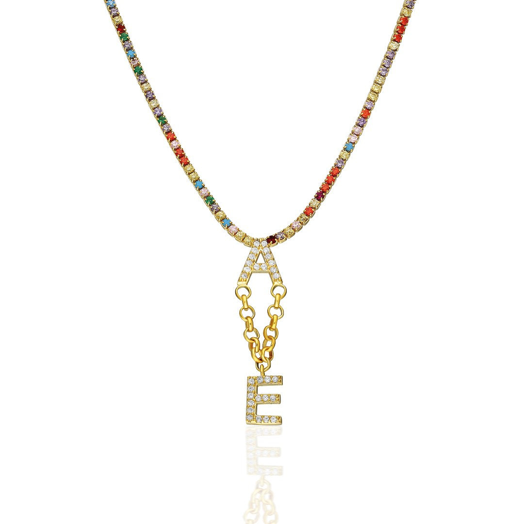 Letters - Colorful Waterways Necklace with Two Letters