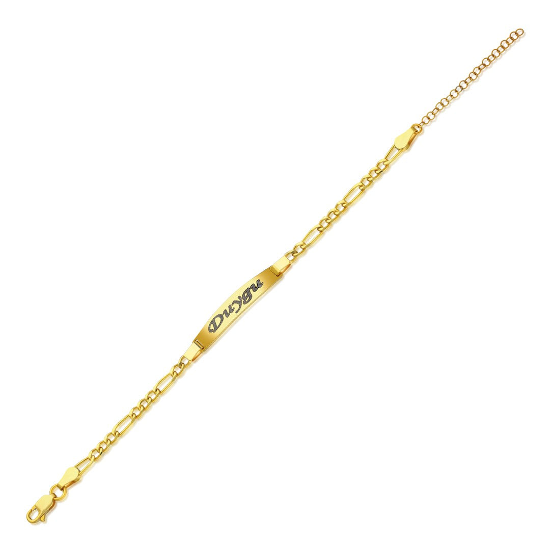 14K GOLD Nameplate Print Bracelet Set