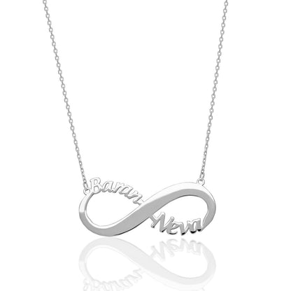 Name Necklace - Double Name Necklace with Infinity Pattern